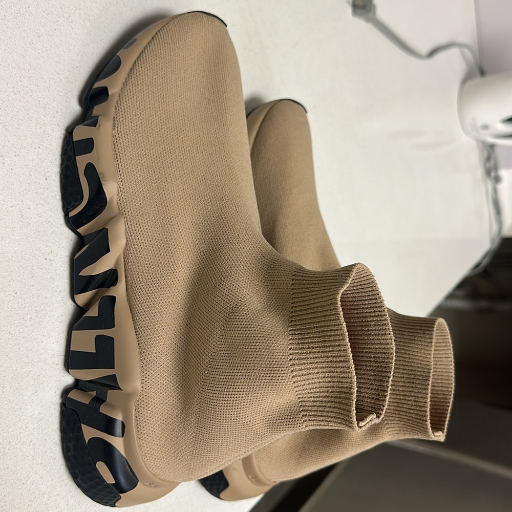 Balenciaga Women's Tan Sock Sneakers - Picture 4 of 5